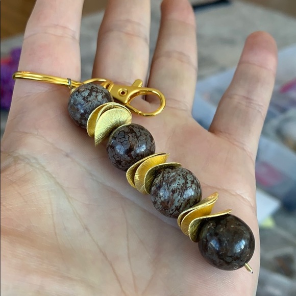 💕HP💕Brown agate beaded keychain - Picture 3 of 7